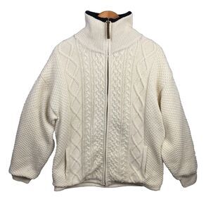 Patrol Mens Cardigan Sweater Size Medium Shetland Wool Lined Fisherman